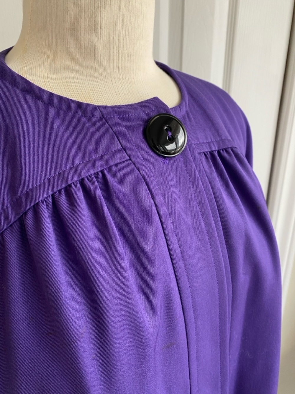 Valentino Miss V Royal Purple Wool Italy Trapeze Swing Coat Vintage 1990s - Picture 3 of 12